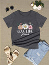 LOVE LIKE JESUS Round Neck T-Shirt Charcoal Women's T-Shirts - Tophatter Daily Deals