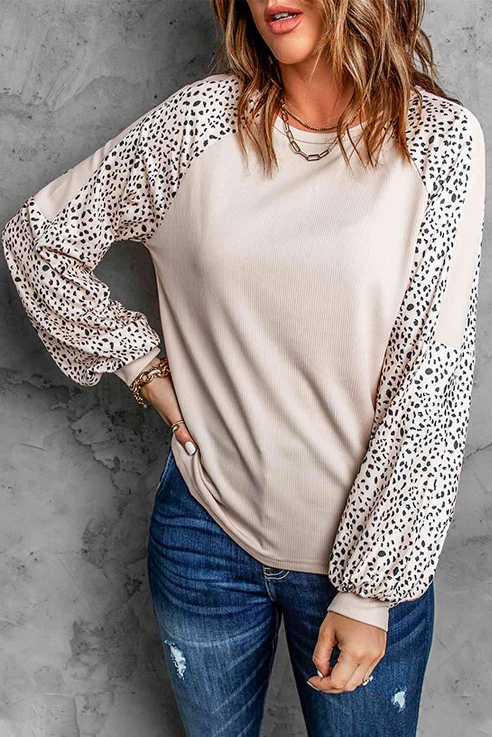 Leopard Raglan Sleeve Top Blouses - Tophatter Daily Deals