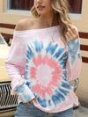 Tie-Dye Dropped Shoulder Long Sleeve T-Shirt Women's T-Shirts - Tophatter Daily Deals