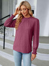 Round Neck Flounce Sleeve Blouse Women's T-Shirts - Tophatter Daily Deals