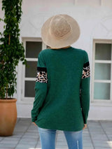 Leopard Round Neck Long Sleeve T-Shirt Women's T-Shirts - Tophatter Daily Deals