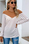 Striped Round Neck Long Sleeve T-Shirt Women's T-Shirts - Tophatter Daily Deals