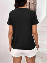 Lace Trim Contrast Waffle-Knit Top Blouses - Tophatter Daily Deals