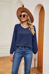 V-Neck Long Sleeve T-Shirt Peacock Blue Women's T-Shirts - Tophatter Daily Deals