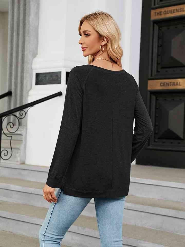 Round Neck Long Sleeve T-Shirt Women's T-Shirts - Tophatter Daily Deals