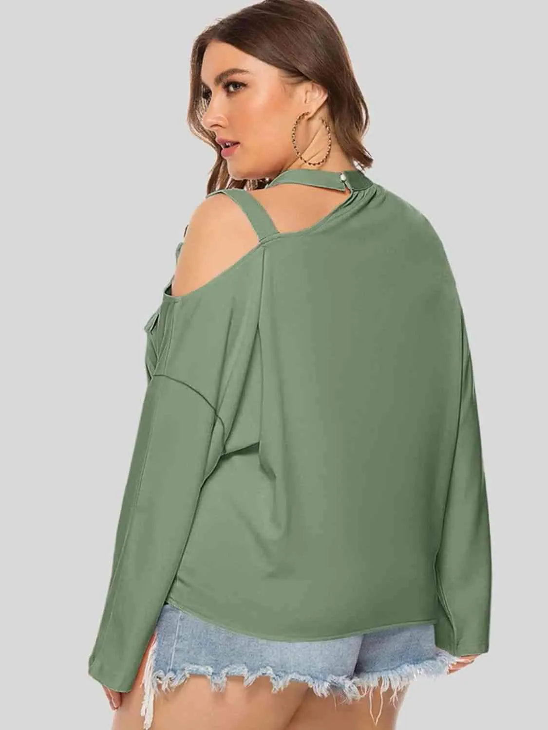 Plus Size Cold-Shoulder Tied Top Blouses - Tophatter Daily Deals