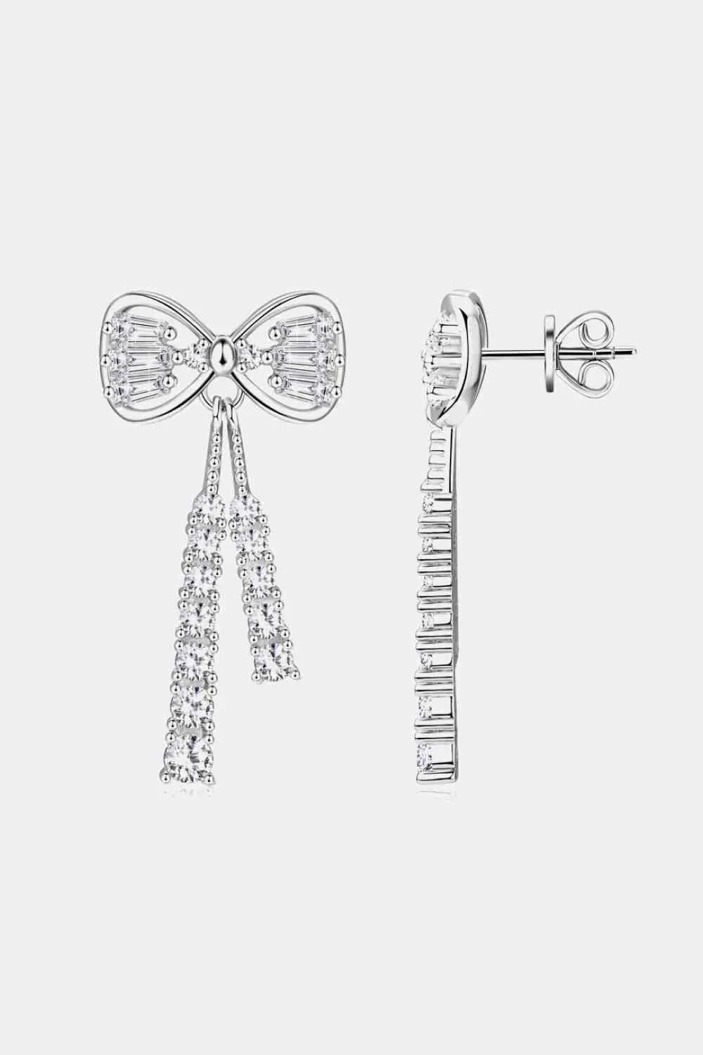1.12 Carat Moissanite 925 Sterling Silver Bow Earrings Moissanite - Tophatter Daily Deals