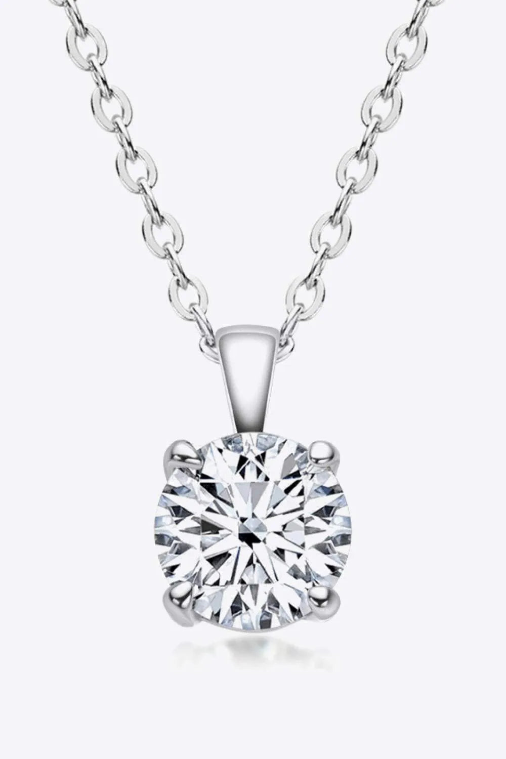 925 Sterling Silver 1 Carat Moissanite Chain-Link Necklace Silver One Size Moissanite - Tophatter Daily Deals