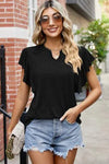 Ruffled Notched Cap Sleeve T-Shirt Women's T-Shirts - Tophatter Daily Deals