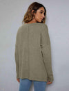 Dropped Shoulder High-Low Waffle-Knit Top Blouses - Tophatter Daily Deals