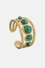 18K Gold Plated Nature Stone Open Ring Mid Green One Size Rings - Tophatter Daily Deals