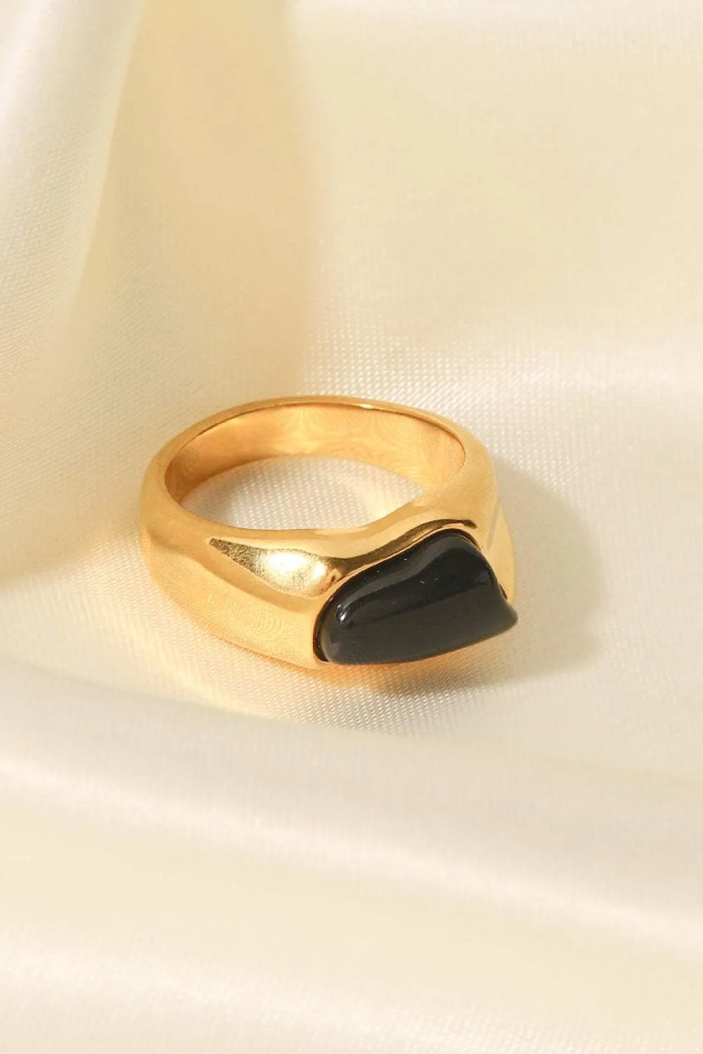 Inlaid Natural Stone Stainless Steel Ring Rings - Tophatter Daily Deals