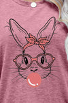 Easter Bunny Graphic Round Neck T-Shirt Women's T-Shirts - Tophatter Daily Deals