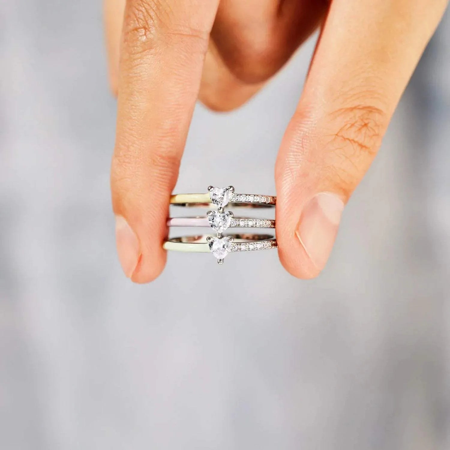 Heart Shape Inlaid Zircon Enamel Ring Rings - Tophatter Daily Deals