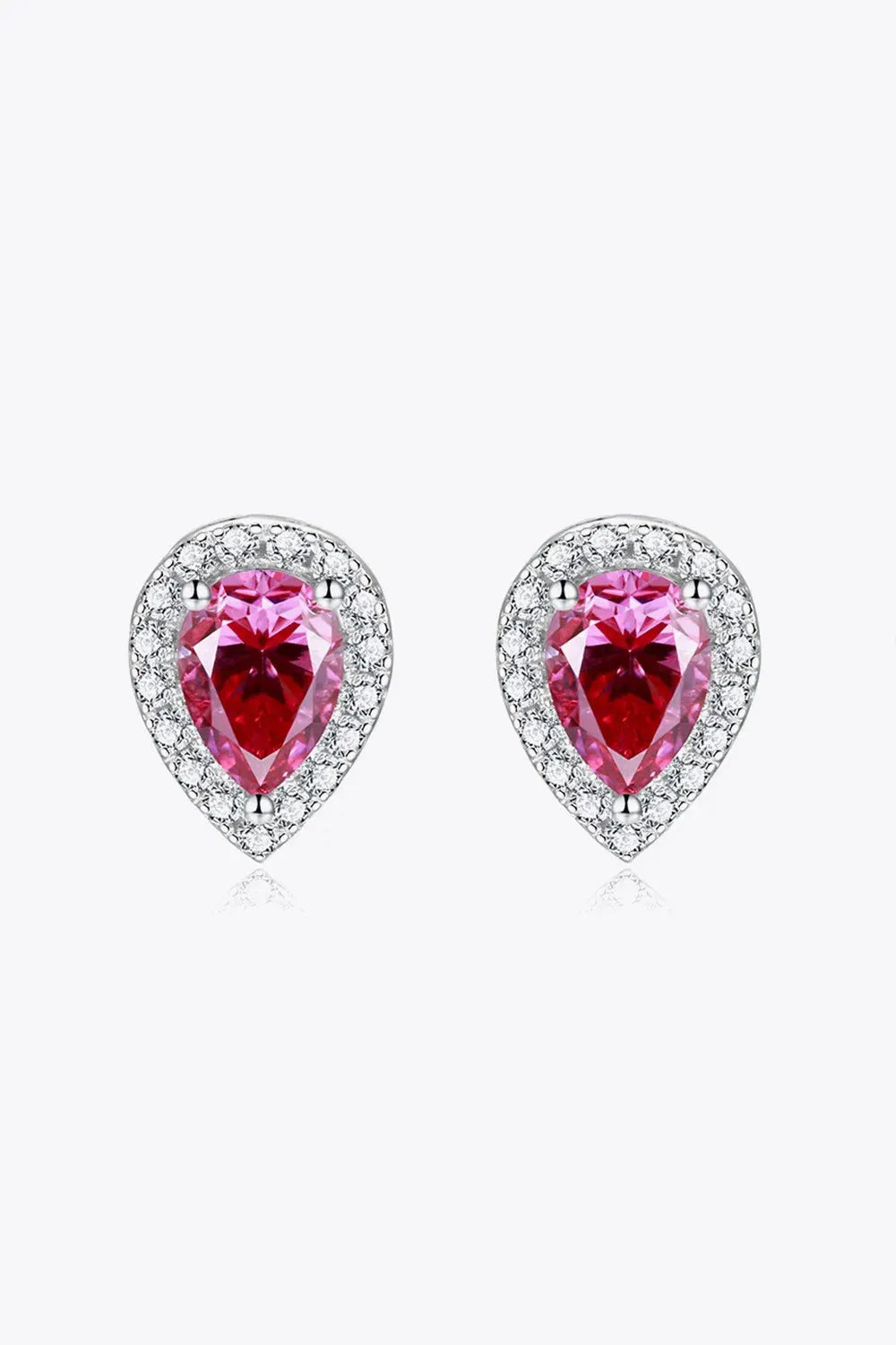 2 Carat Moissanite Teardrop Stud Earrings in Rose Rose One Size Moissanite - Tophatter Daily Deals