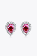 2 Carat Moissanite Teardrop Stud Earrings in Rose Rose One Size Moissanite - Tophatter Daily Deals