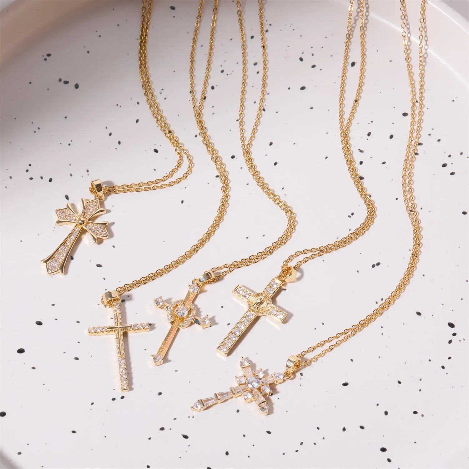 Stainless Steel Inlaid Zircon Cross Necklace Necklaces - Tophatter Daily Deals