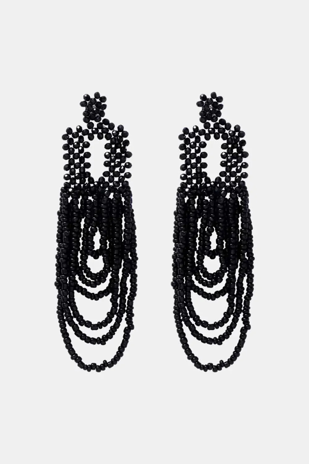 Beaded Dangle Earrings Black One Size Earrings - Tophatter Daily Deals