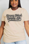 Simply Love Full Size HAPPY MIND HAPPY LIFE Graphic Cotton Tee Women's T-Shirts - Tophatter Daily Deals