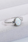 925 Sterling Silver Platinum-Plated Opal Ring Opal Opal - Tophatter Daily Deals