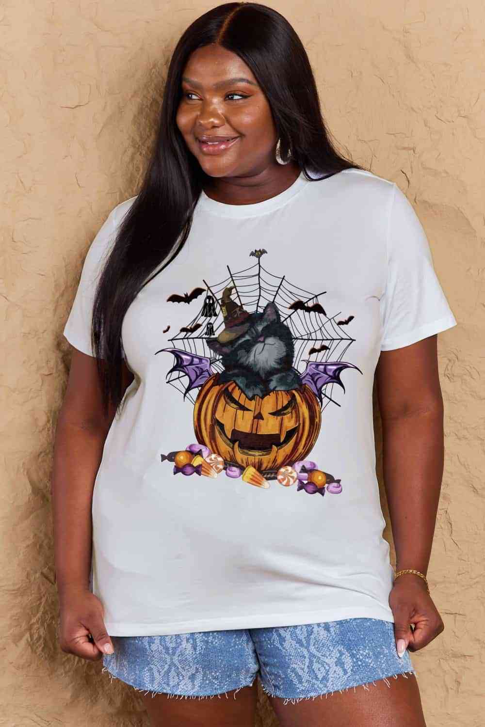 Simply Love Full Size Jack-O'-Lantern Graphic T-Shirt Women's T-Shirts - Tophatter Daily Deals