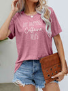 LIFE HAPPENS CAFFEINE HELPS Graphic Tee Light Mauve Women's T-Shirts - Tophatter Daily Deals