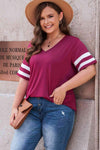 Plus Size Striped V-Neck Tee Shirt Women's T-Shirts - Tophatter Daily Deals