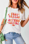 FALL BREEZE AUTUMN LEAVES Graphic T-Shirt White Women's T-Shirts - Tophatter Daily Deals