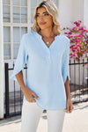 Notched Half Button T-Shirt Women's T-Shirts - Tophatter Daily Deals