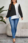 Plus Size Contrast Asymmetrical Long Sleeve Top Women's T-Shirts - Tophatter Daily Deals