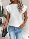 Mock Neck Cap Sleeve T-Shirt White Women's T-Shirts - Tophatter Daily Deals