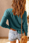 Waffle Knit Henley Long Sleeve Top Blouses - Tophatter Daily Deals