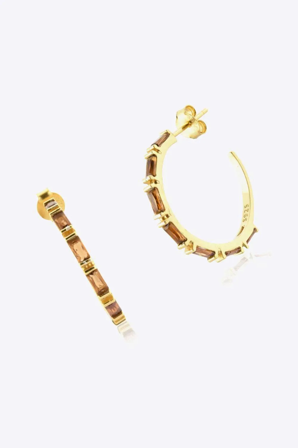 Zircon 925 Sterling Silver C-Hoop Earrings Earrings - Tophatter Daily Deals