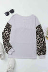 Leopard Color Block V-Neck Top Blouses - Tophatter Daily Deals