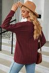 Decorative Button V-Neck Long Sleeve T-Shirt Women's T-Shirts - Tophatter Daily Deals