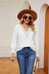 Contrast Flounce Sleeve Blouse Blouses - Tophatter Daily Deals