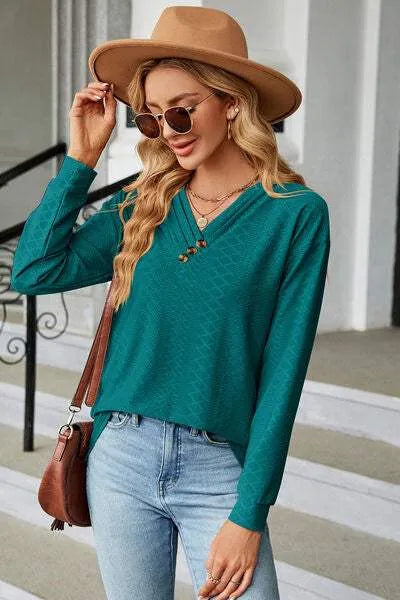 V-Neck Long Sleeve T-Shirt Women's T-Shirts - Tophatter Daily Deals