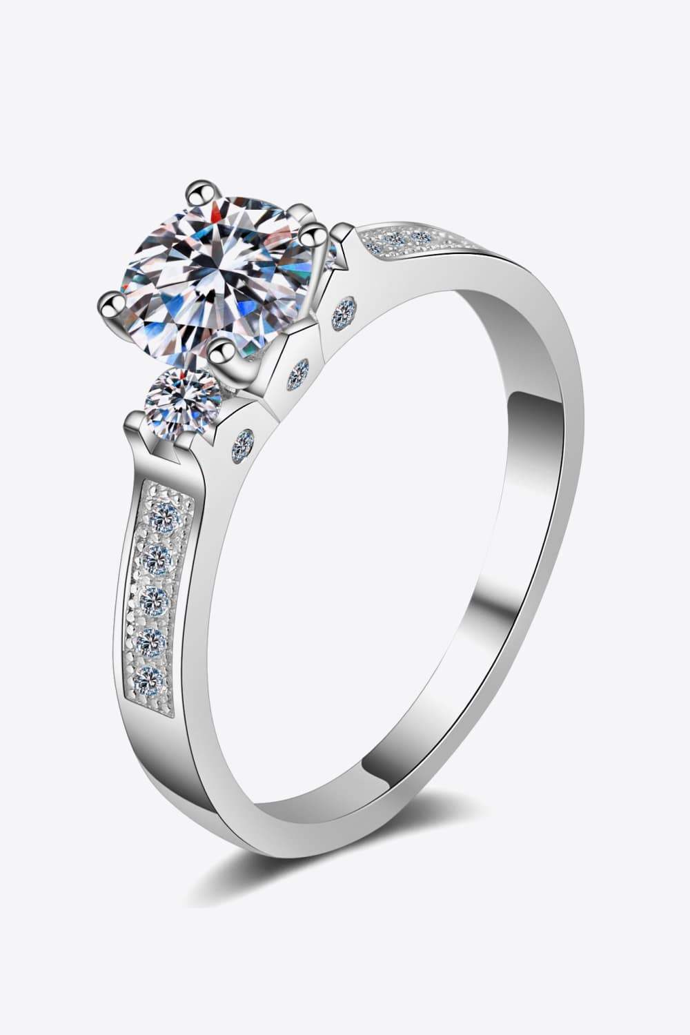 Lucky Charm Moissanite Rhodium-Plated Ring Silver Moissanite - Tophatter Daily Deals