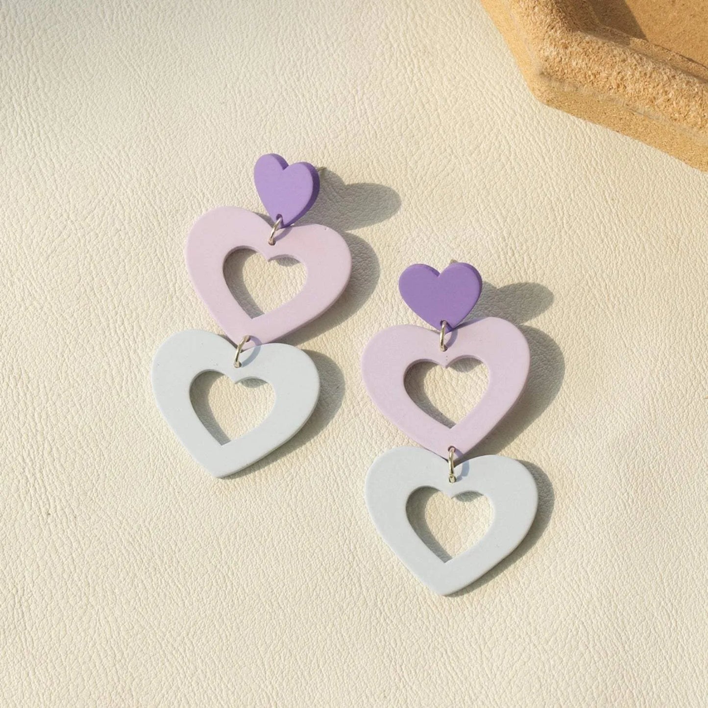 Cutout Heart Acrylic Dangle Earrings Lilac One Size Earrings - Tophatter Daily Deals