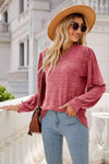 Long Puff Sleeve V-Neck Top Women's T-Shirts - Tophatter Daily Deals