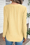 Eyelet V-Neck Long Sleeve T-Shirt Women's T-Shirts - Tophatter Daily Deals