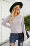 Heathered Slit Long Raglan Sleeve Top Women's T-Shirts - Tophatter Daily Deals