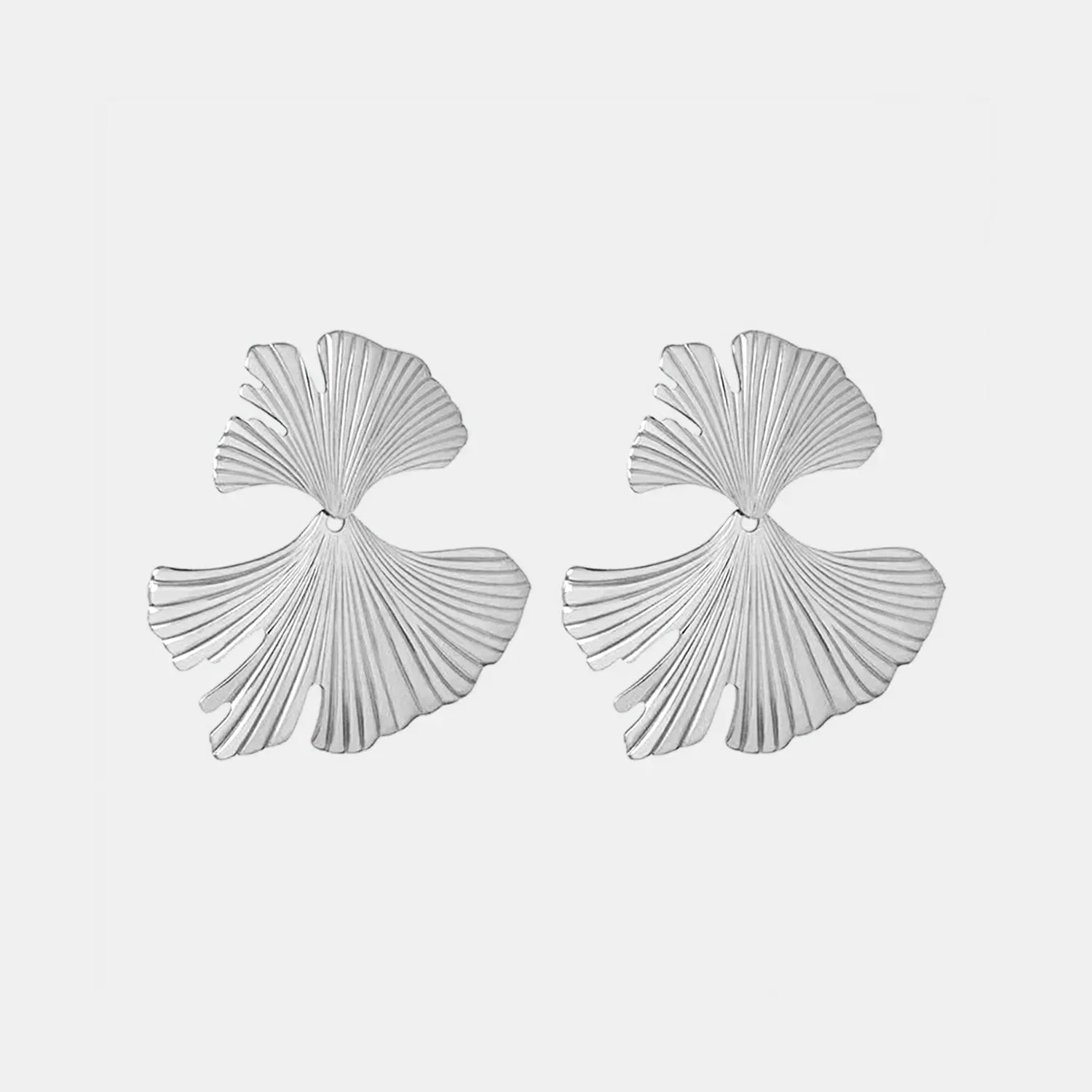 Ginkgo Biloba Design Stud Earrings Silver One Size Earrings - Tophatter Daily Deals