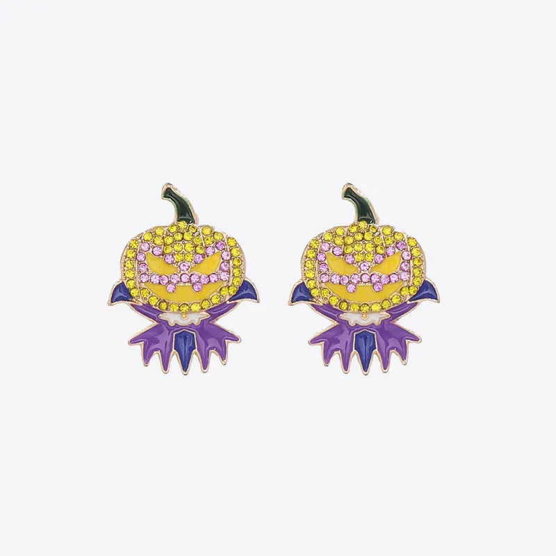 Demon Pumpkin Rhinestone Alloy Earrings Earrings - Tophatter Daily Deals