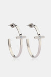 Stainless Steel Cross Hoop Earrings Silver One Size Earrings - Tophatter Daily Deals