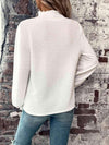 Smocked Mock Neck Flounce Sleeve Top Blouses - Tophatter Daily Deals