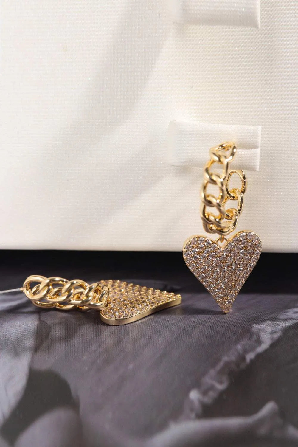 Zircon Decor Heart C-Hoop Drop Earrings Earrings - Tophatter Daily Deals