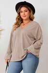 Plus Size Lace Detail V-Neck Long Sleeve Blouse Blouses - Tophatter Daily Deals