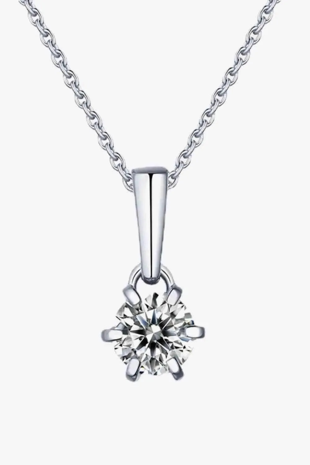 2 Carat 6-Prong Moissanite Pendant Necklace Silver One Size Moissanite - Tophatter Daily Deals