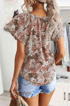 Floral Flutter Sleeve Tie-Neck Blouse Blouses - Tophatter Daily Deals